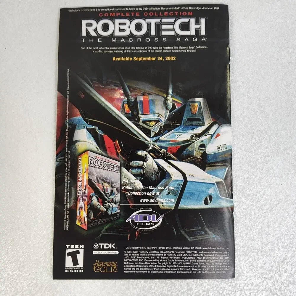 Robotech: Battlecry‎ (Microsoft Xbox, 2002) Manual Only